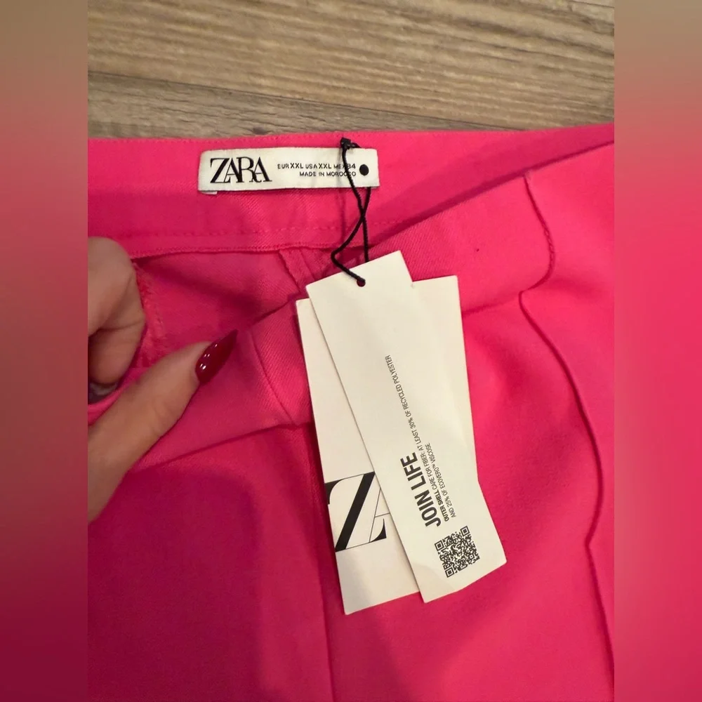 NWT- Zara Hot Pink Cropped Trousers size XXL - Picture 2 of 5